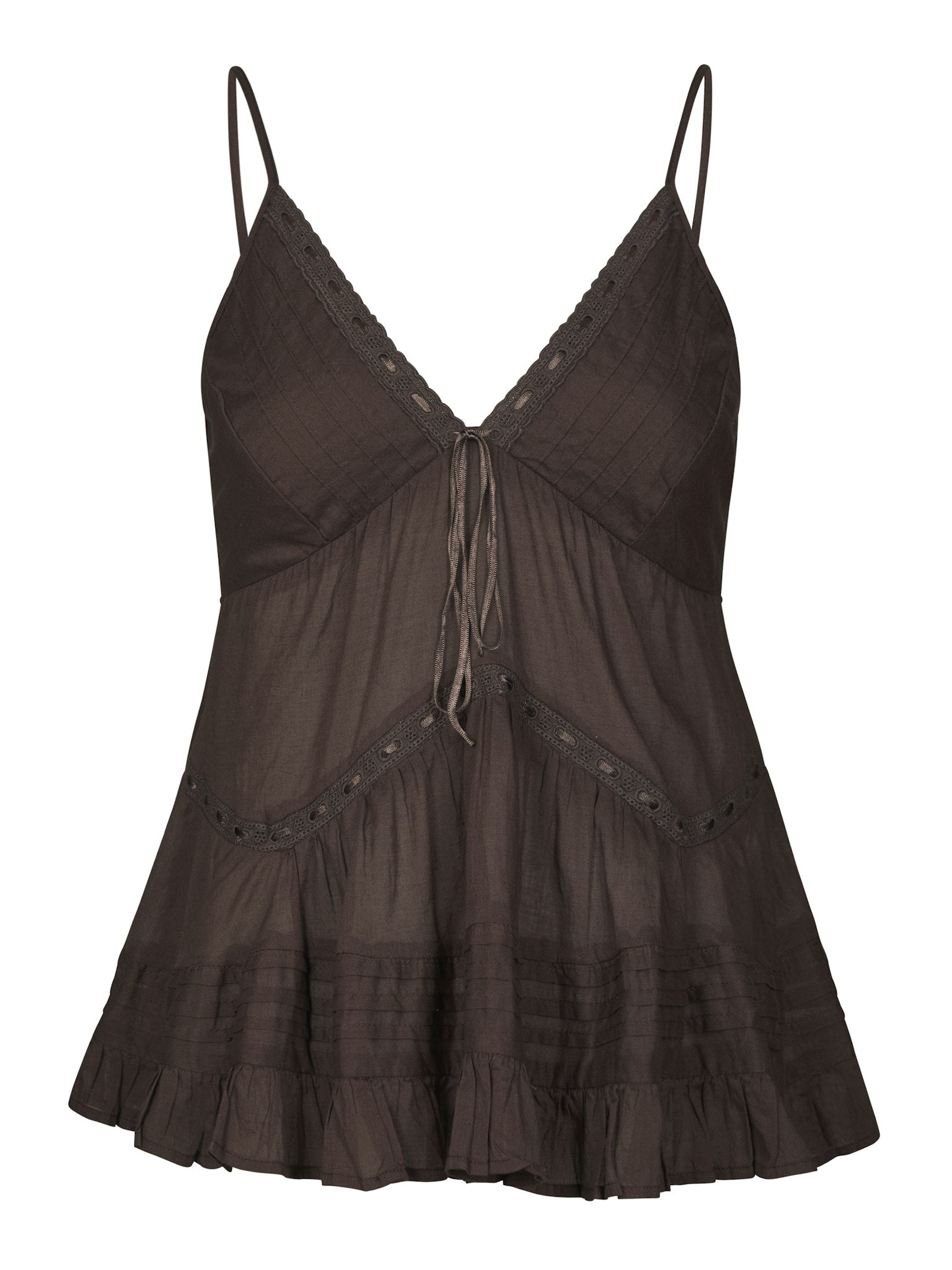Elvena S Voile Top - Dark Brown