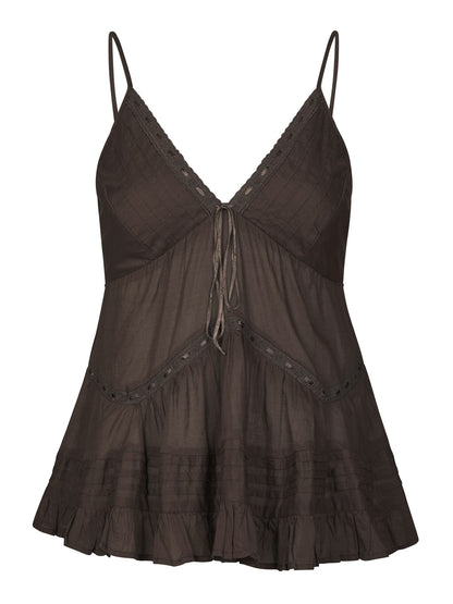 Elvena S Voile Top - Dark Brown