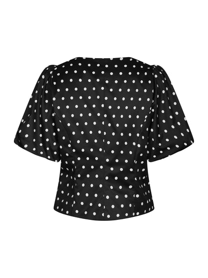 Anela Dot Blouse - Black