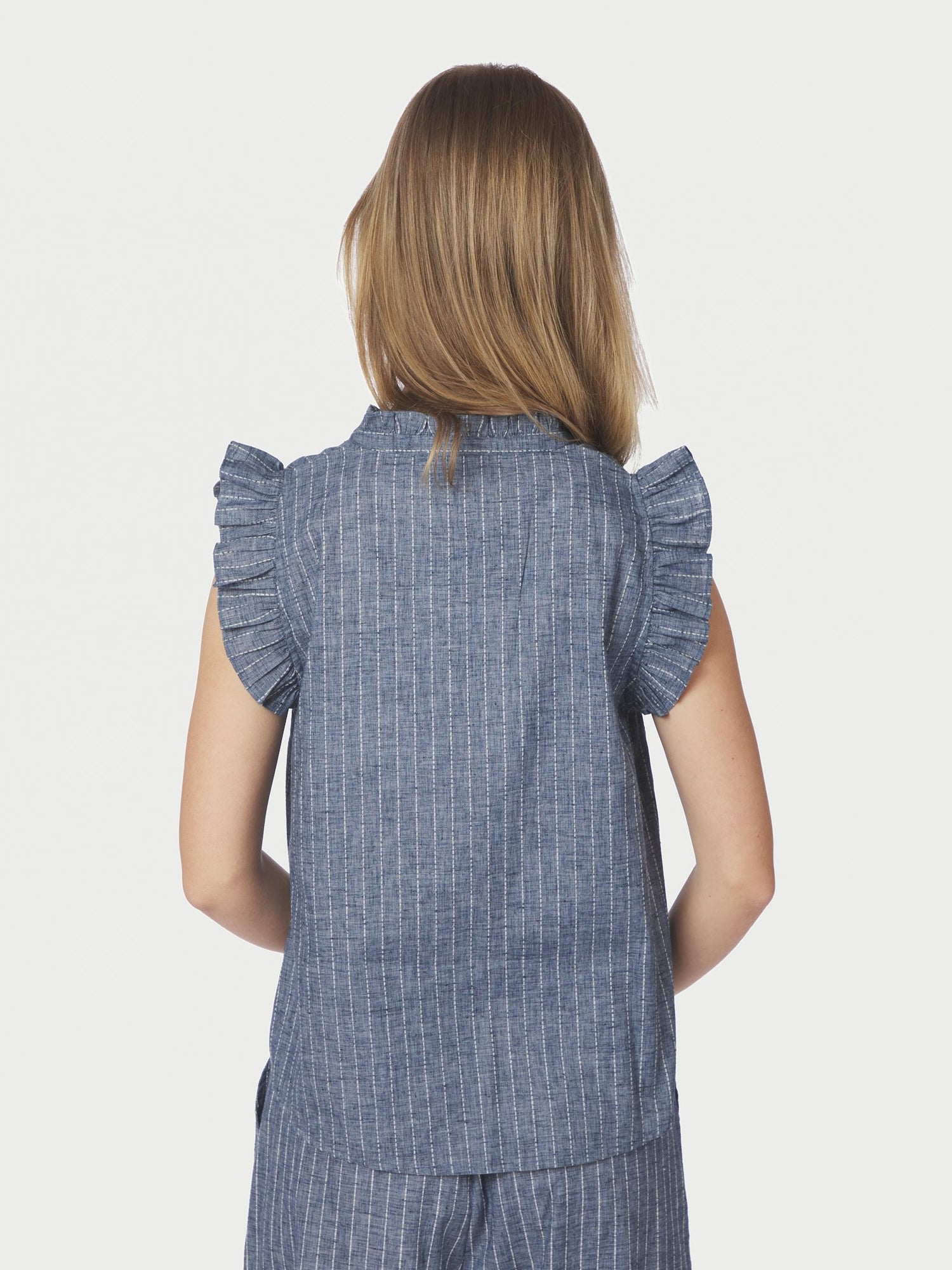 Siona Emb Stripe Top - Blue