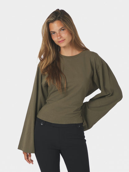 Paska Boxy Long Tee - Army