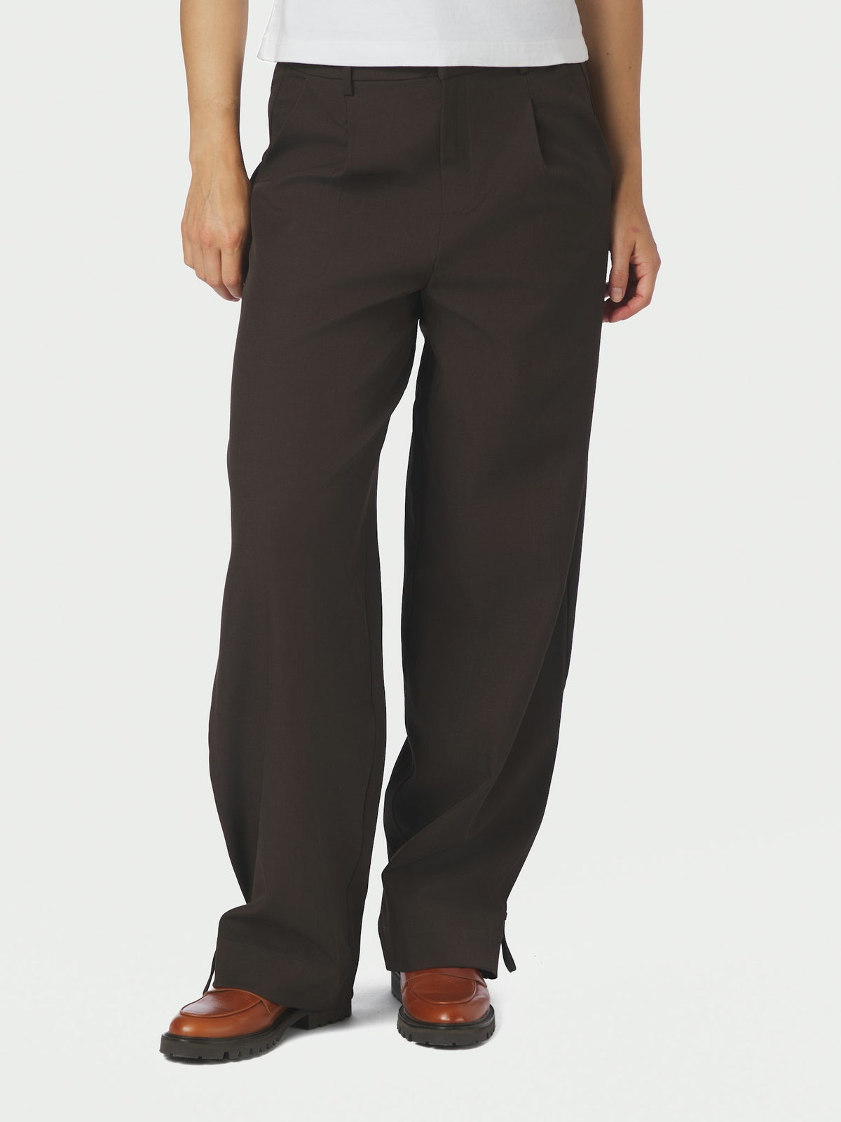 Isotta Structure Tie Pants - Dark Brown