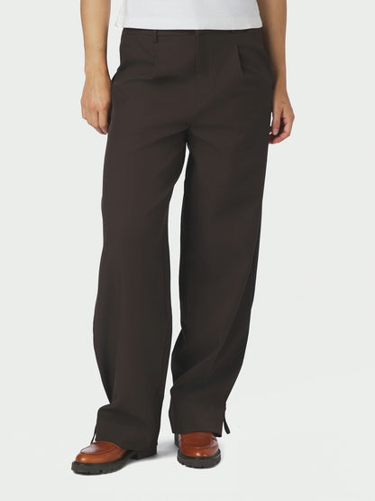 Isotta Structure Tie Pants - Dark Brown