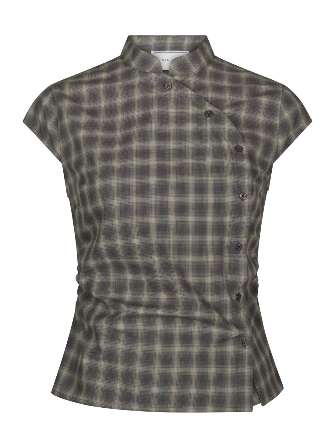 Pascale Checked Blouse - Dusty Army
