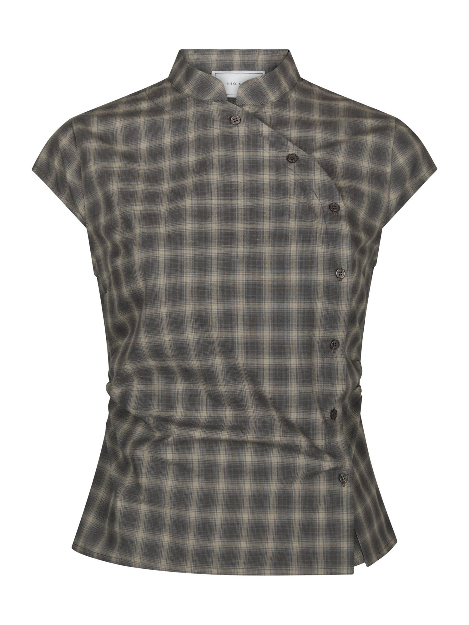 Pascale Checked Blouse - Dusty Army