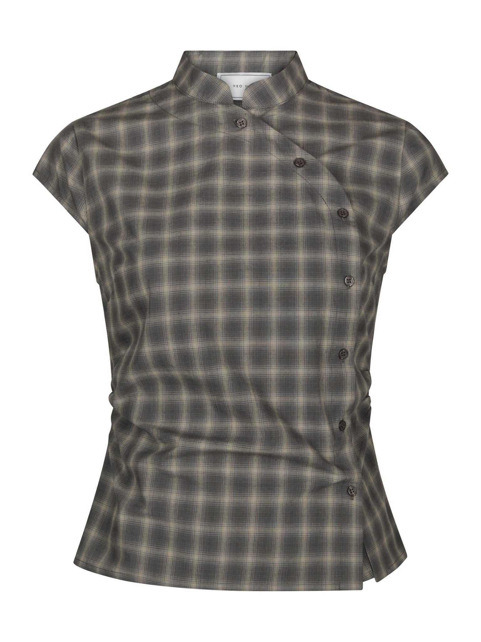 Pascale Checked Blouse - Dusty Army
