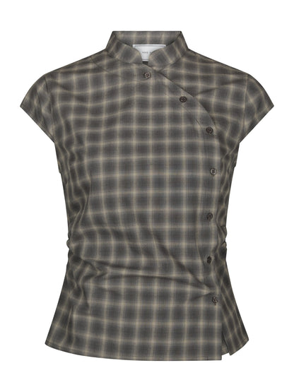 Pascale Checked Blouse - Dusty Army