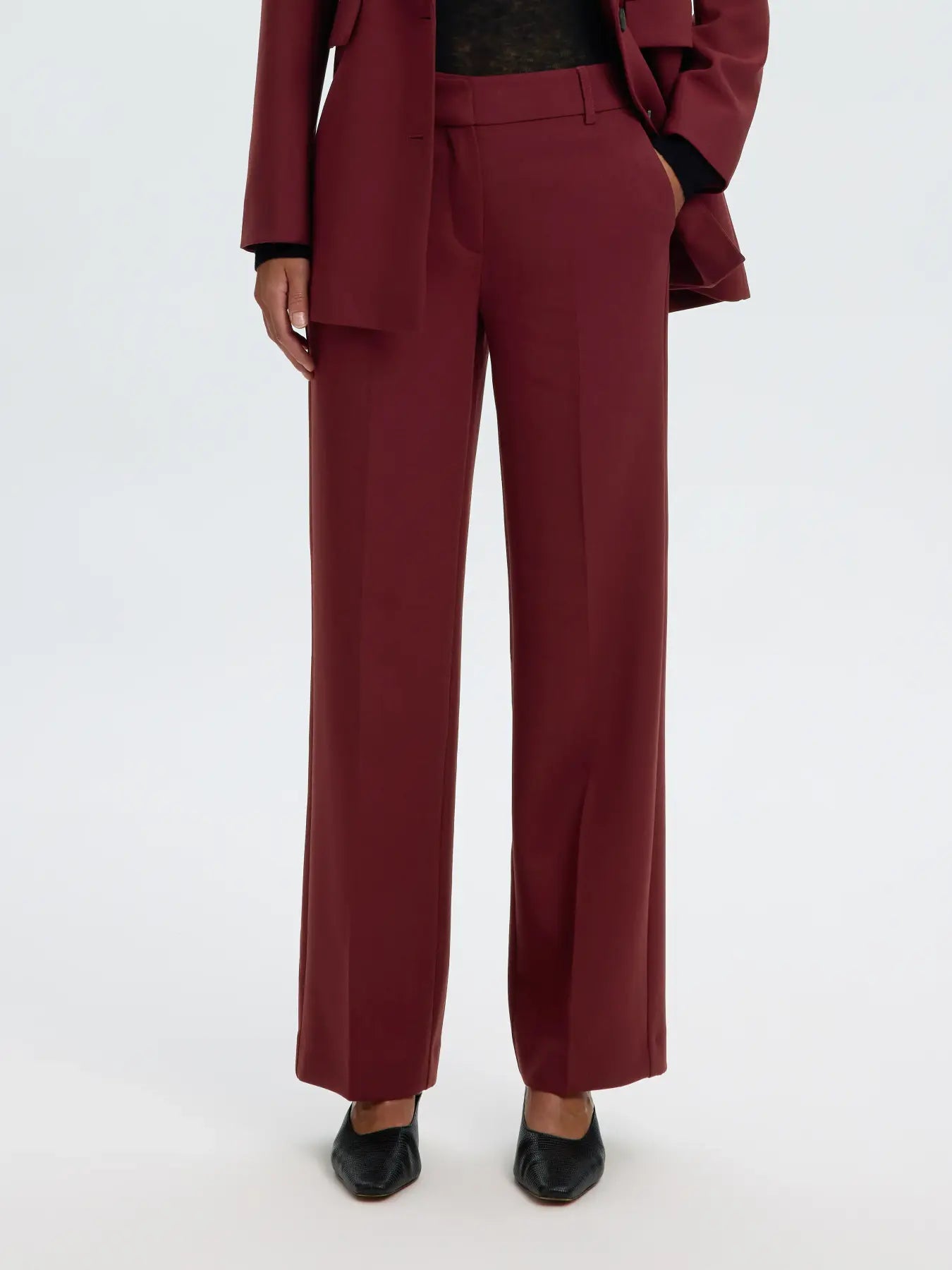 SLFRita MW Wide Pant Mel - Tawny Port Mel.