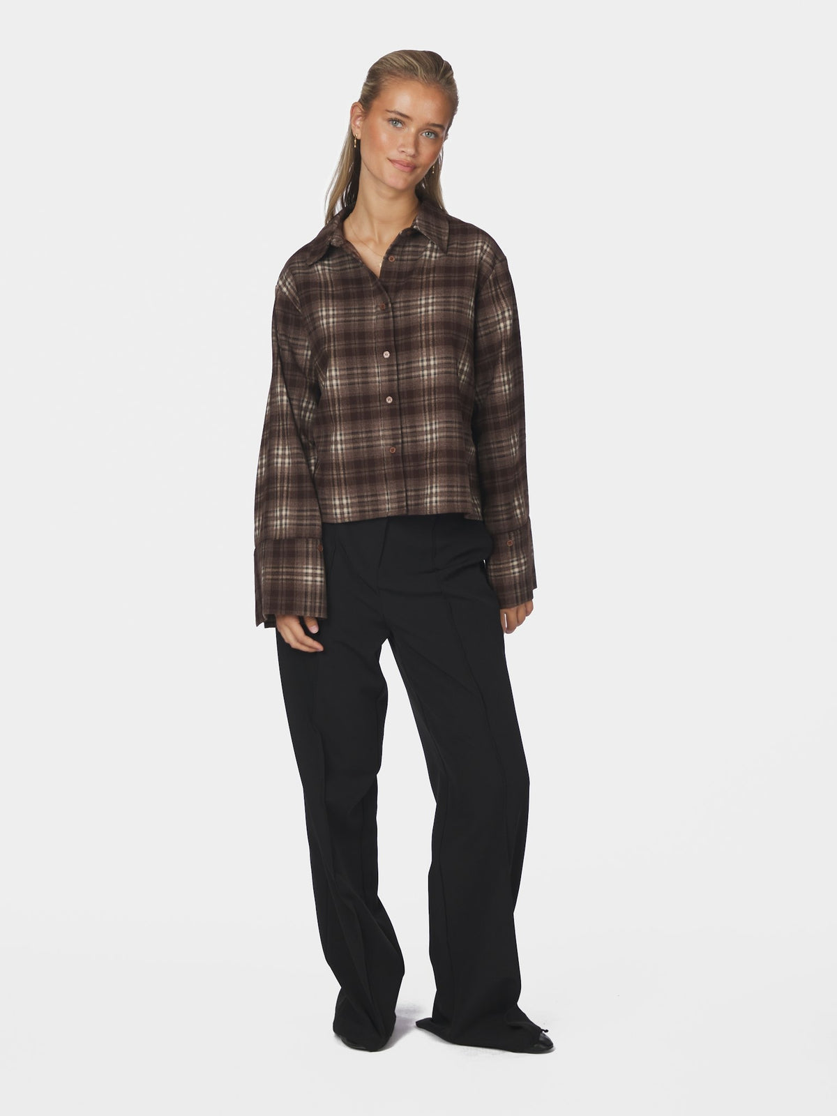 Jaylin Flannel Check Shirt - Warm Grey