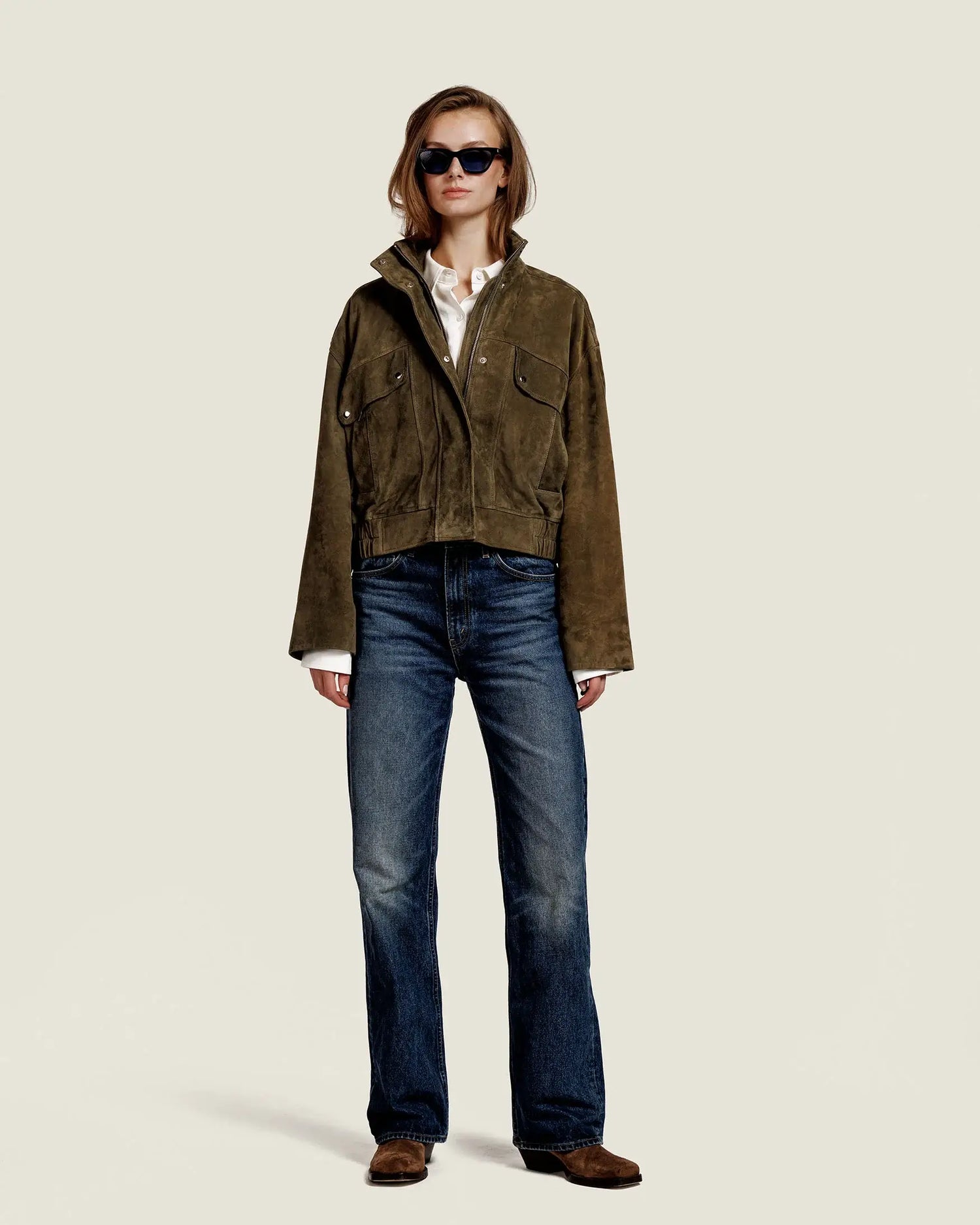 Beccy Suede Jacket - Khaki