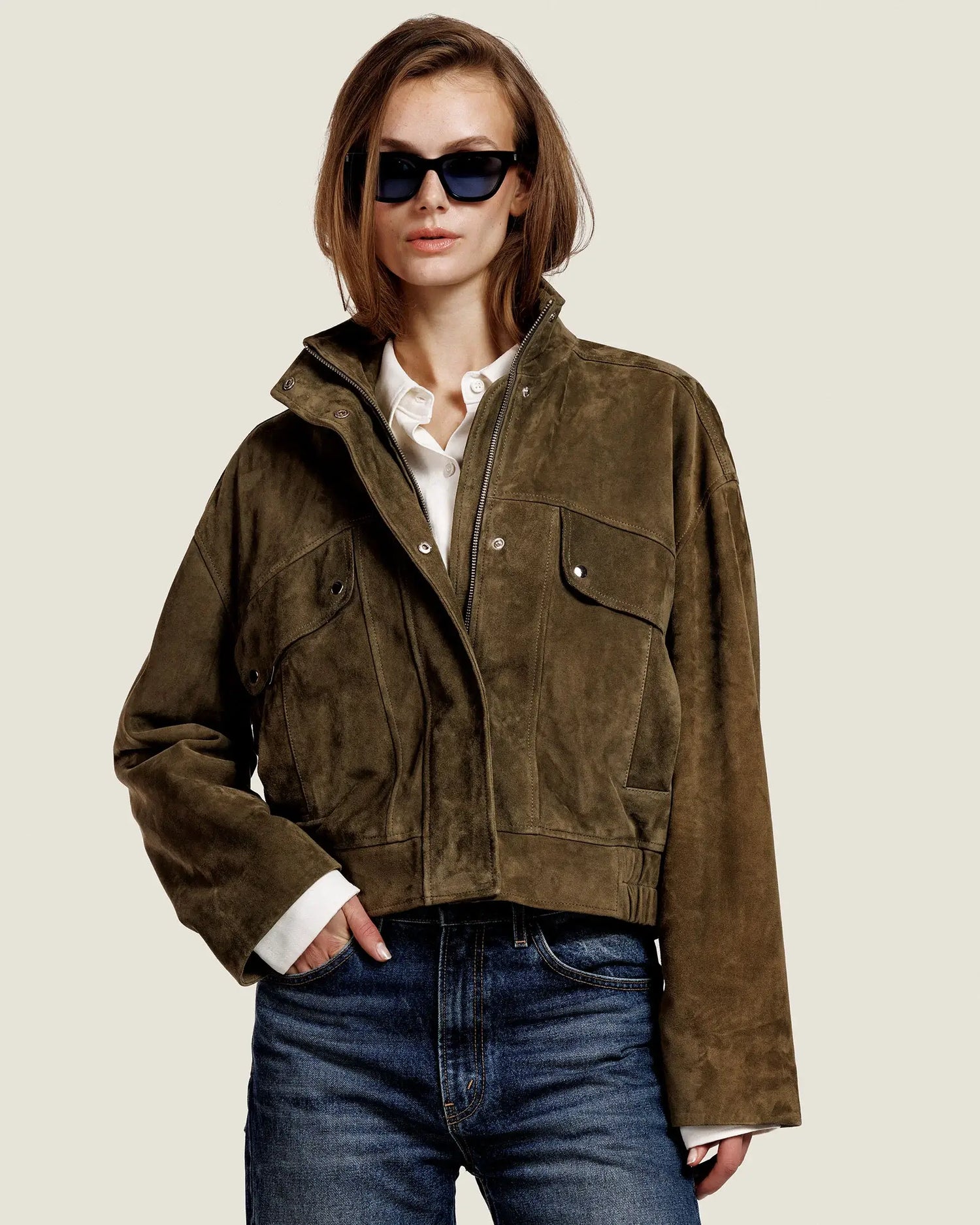 Beccy Suede Jacket - Khaki