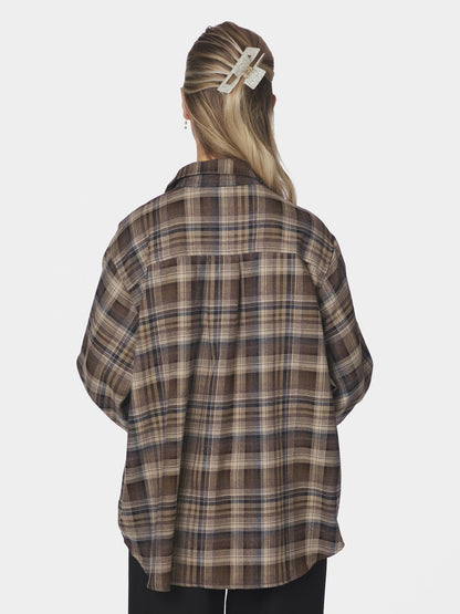 Dalma Flannel Check Shirt - Dark Taupe