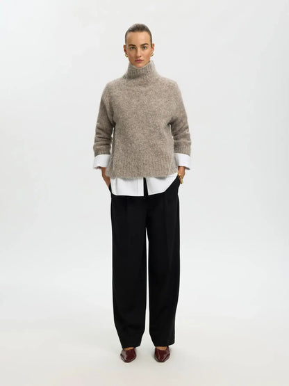 SLFGabriella LS Knit High Neck - Steel Gray Mel.