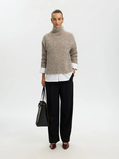 SLFGabriella LS Knit High Neck - Steel Gray Mel.