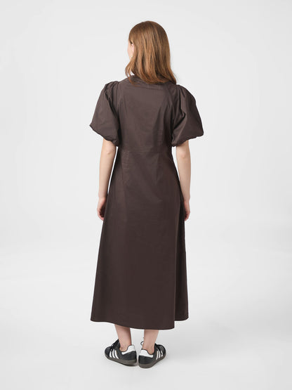 Illana Poplin Dress - Chocolate Brown
