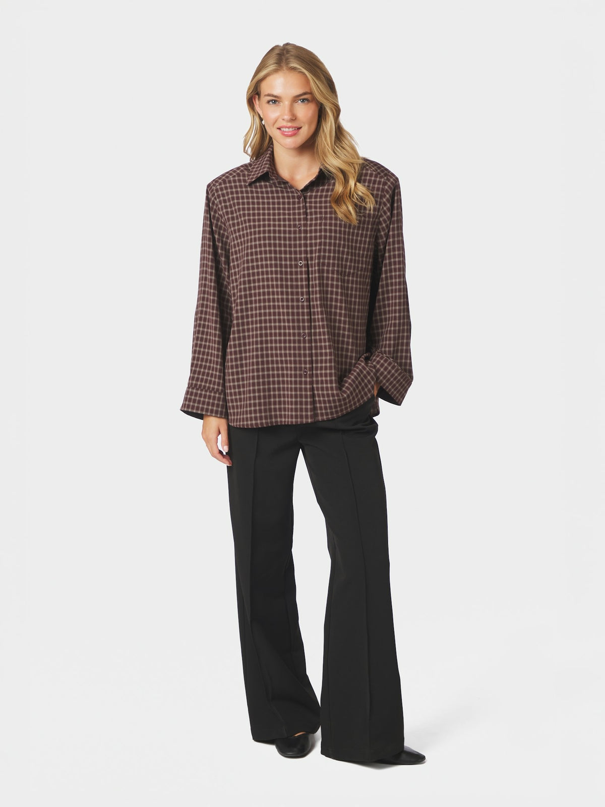 Anella Check Shirt - Chocolate Plum
