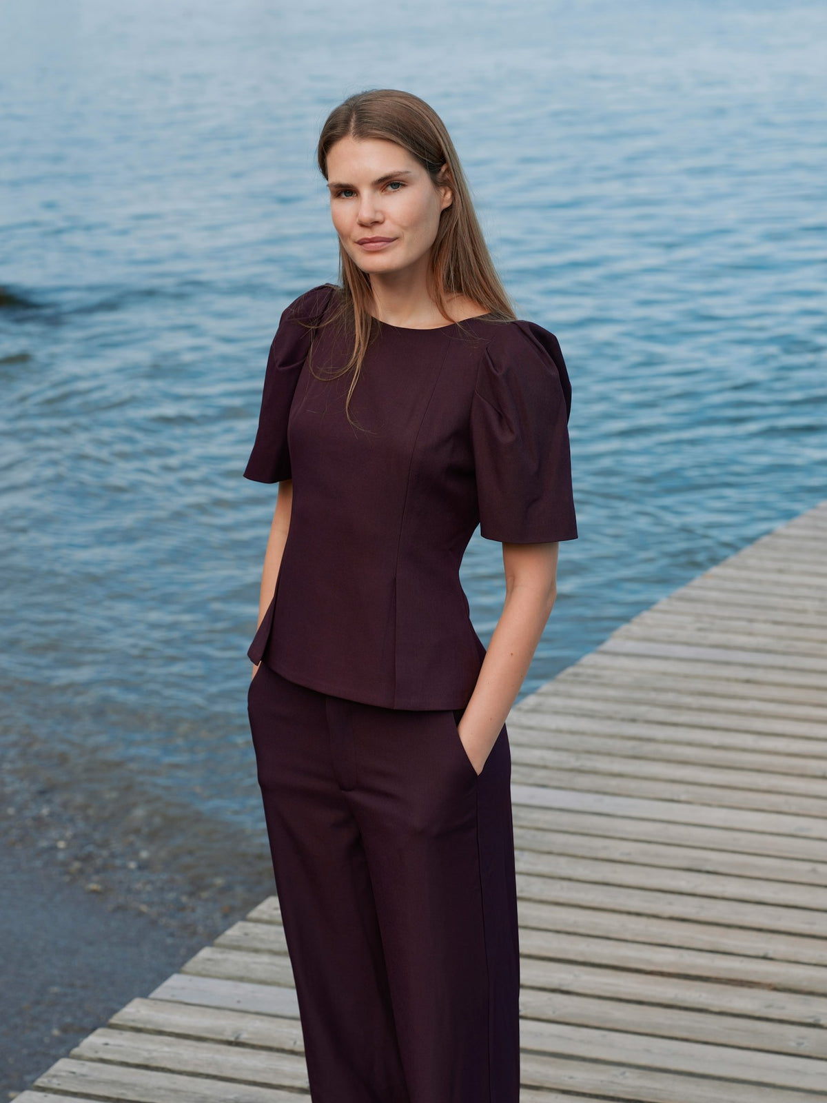Mellisana Structure Blouse - Chocolate Plum