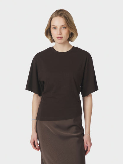 Alira Boxy Tee - Dark Brown