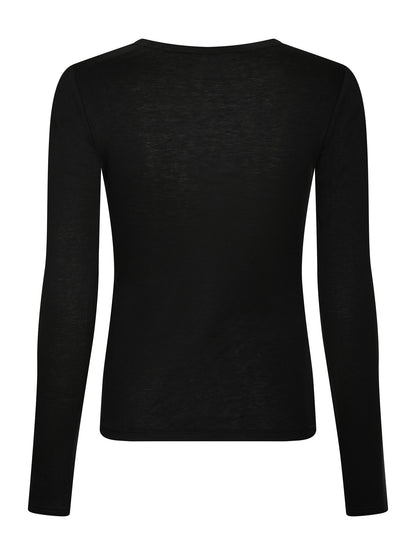 Nella Fine Rib Blouse - Black