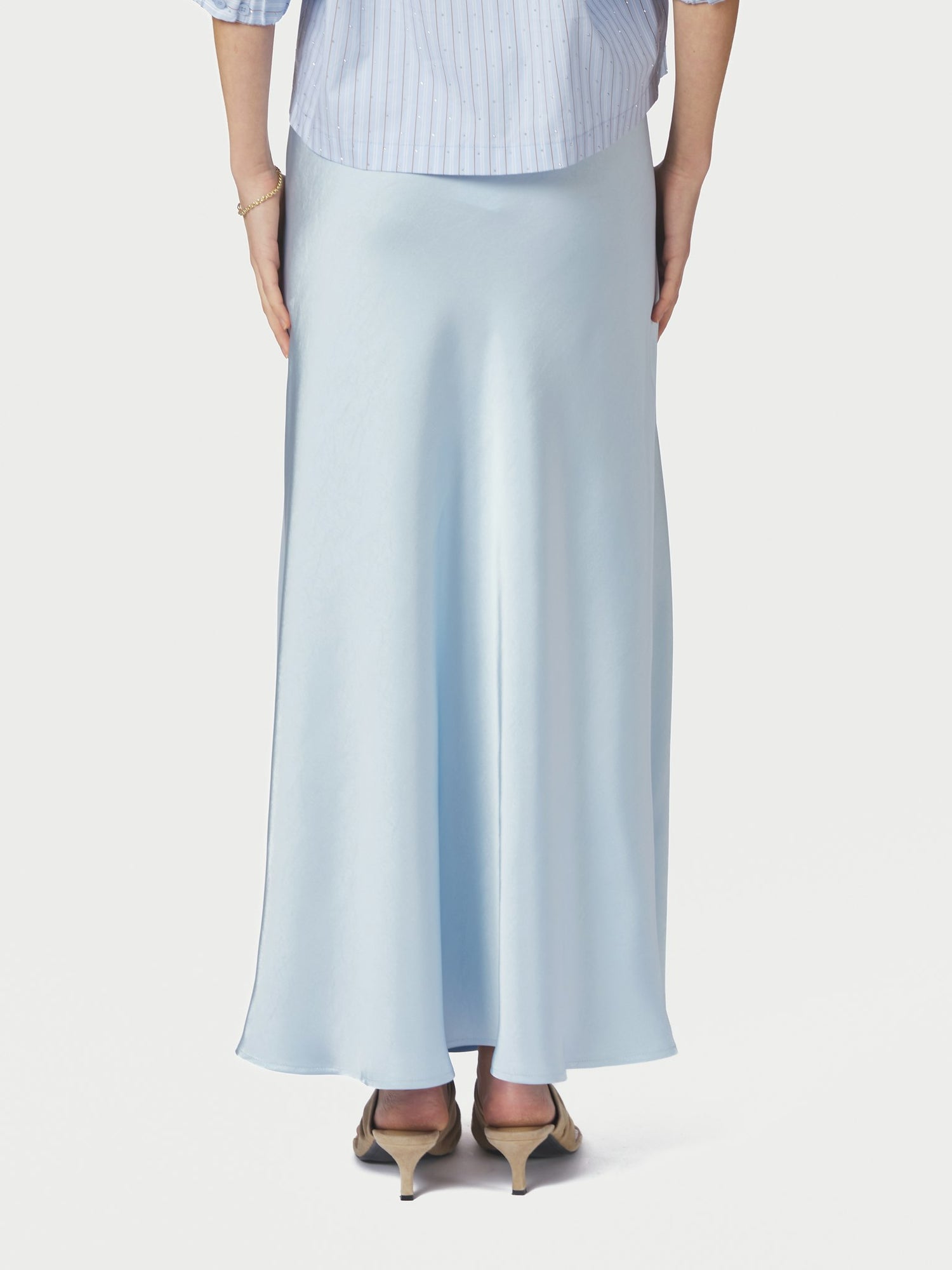 Vicky Heavy Sateen Skirt - Light Blue