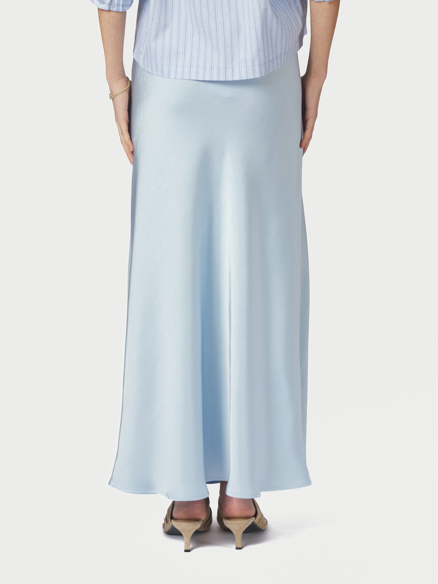 Vicky Heavy Sateen Skirt - Light Blue