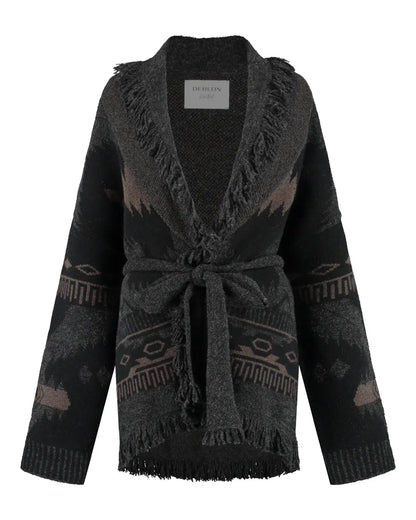 Ymke Cardigan - Dusk Brown/Black Sand