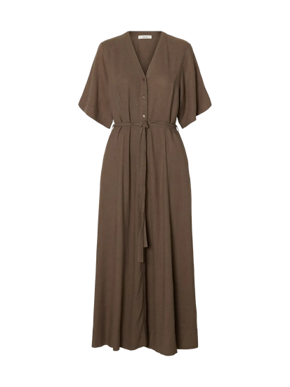 SLFviva Regular Linen Blend Dress - Chocolate Chip
