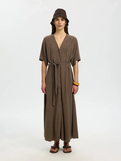 SLFviva Regular Linen Blend Dress - Chocolate Chip