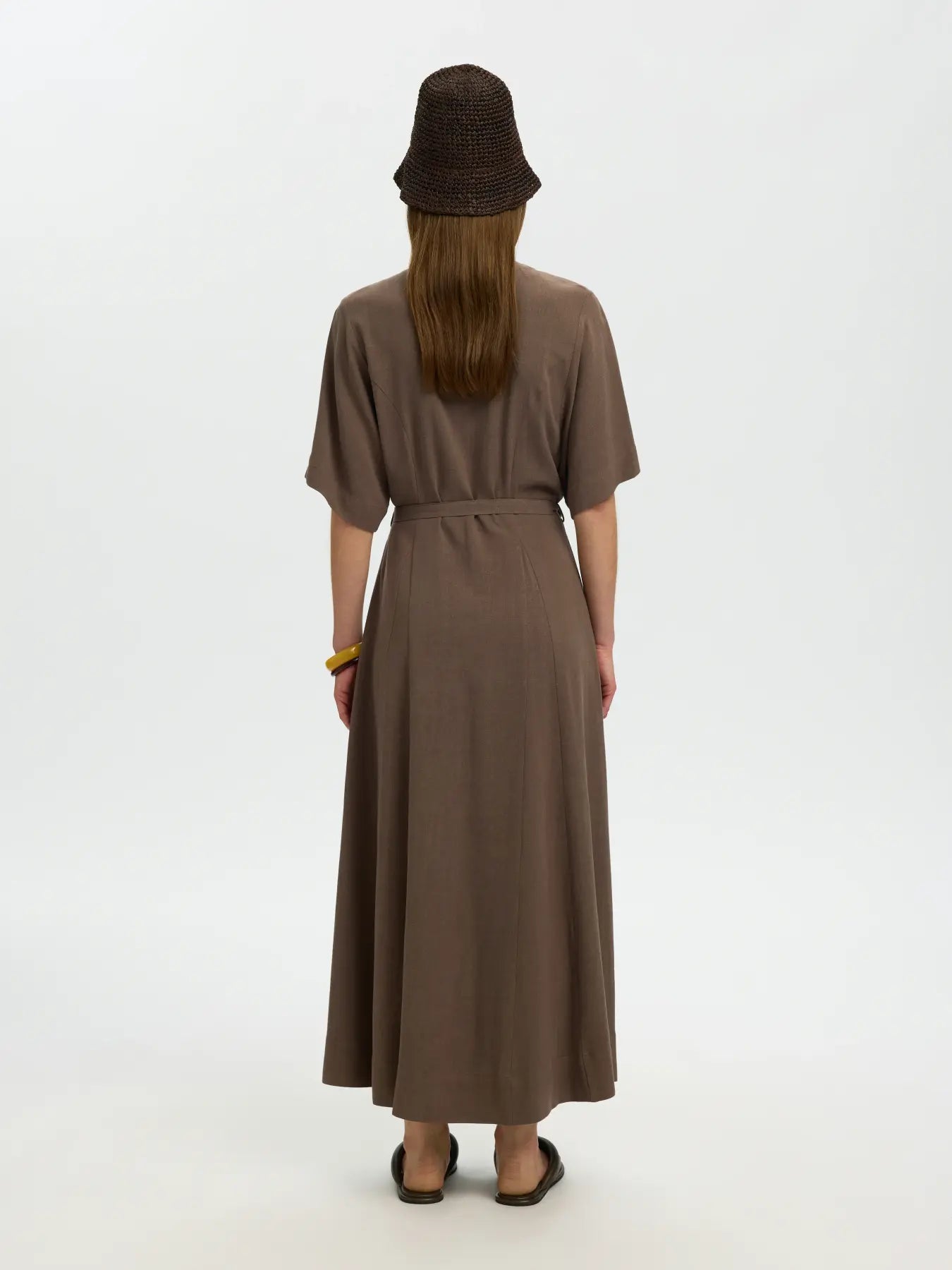 SLFviva Regular Linen Blend Dress - Chocolate Chip