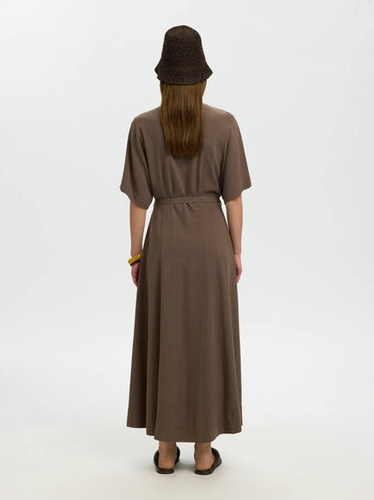 SLFviva Regular Linen Blend Dress - Chocolate Chip
