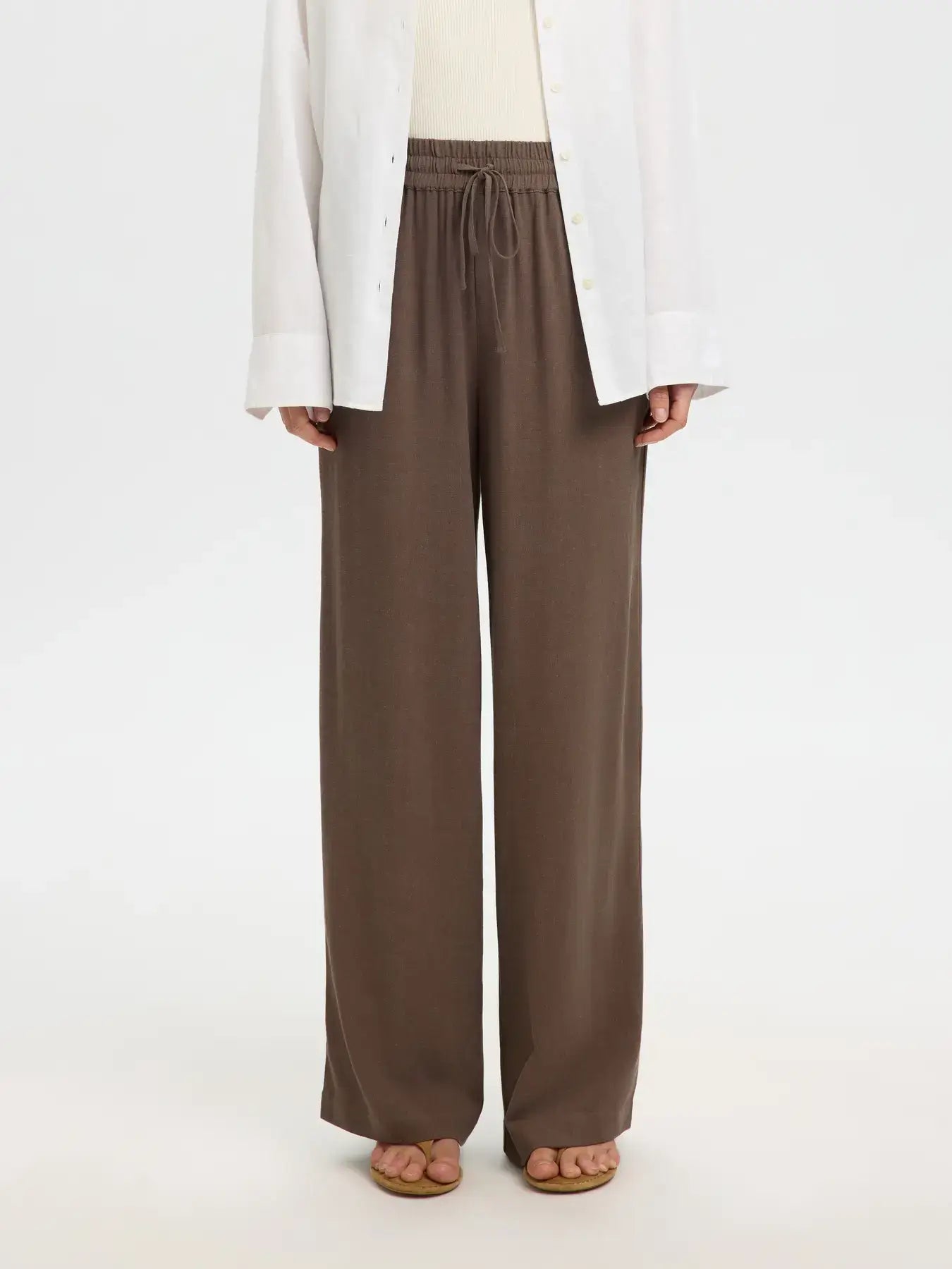 SLFviva - Gulia HW Long Sun Pant - Chocolate Chip