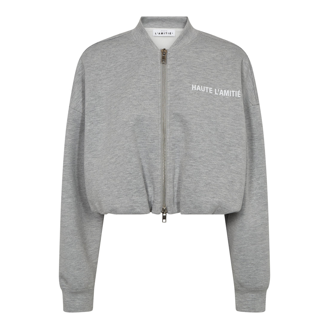 Maxi Crop Zip Sweat - Grey Melangé