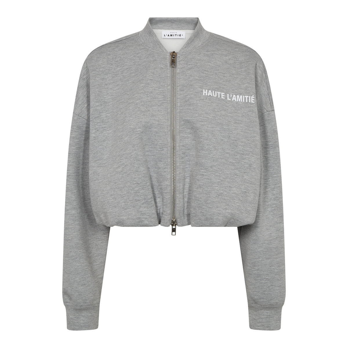 Maxi Crop Zip Sweat - Grey Melangé