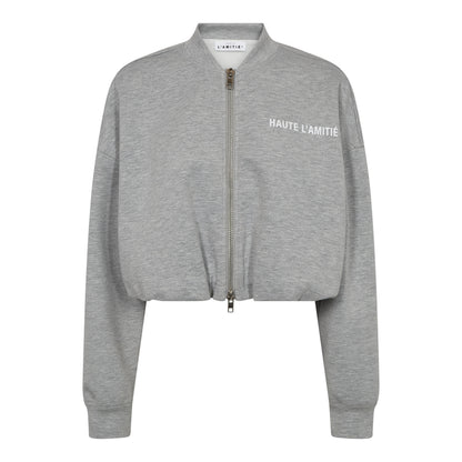Maxi Crop Zip Sweat - Grey Melangé