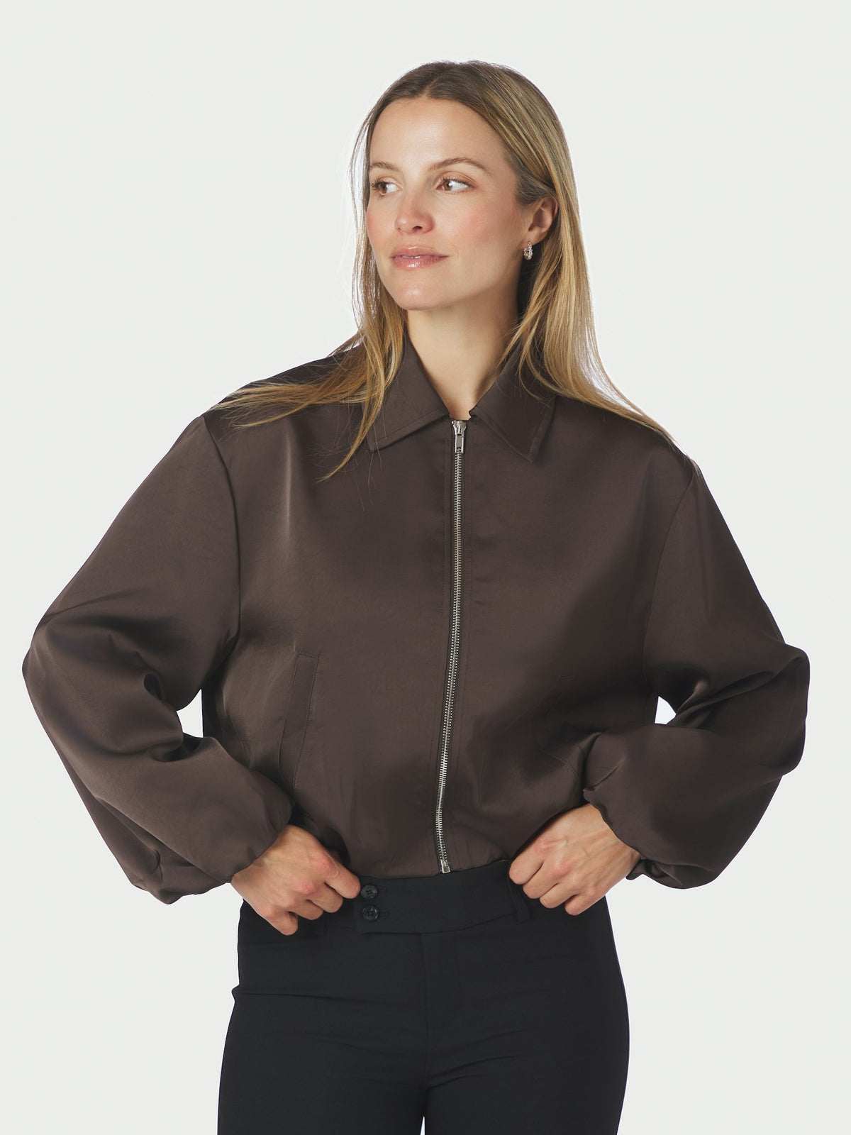 Denielle Heavy Sateen Jacket - Dark Brown