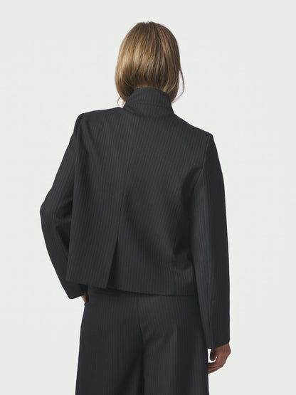 Tiria Slim Pinstripe Blazer - Dark Navy