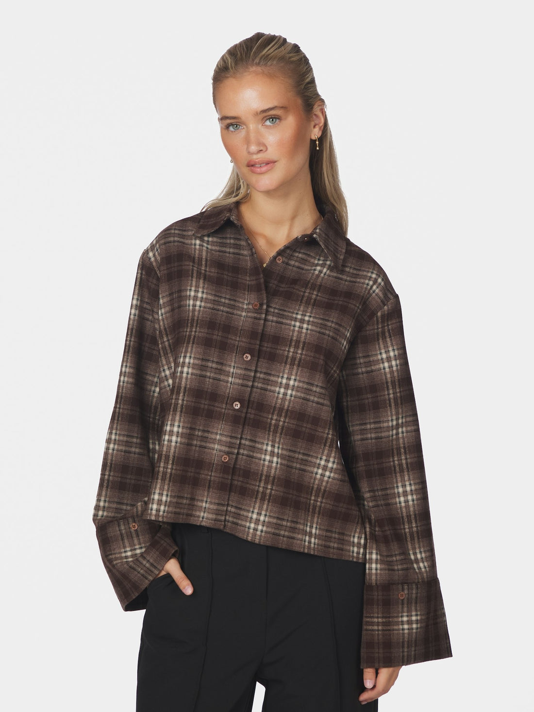 Jaylin Flannel Check Shirt - Warm Grey