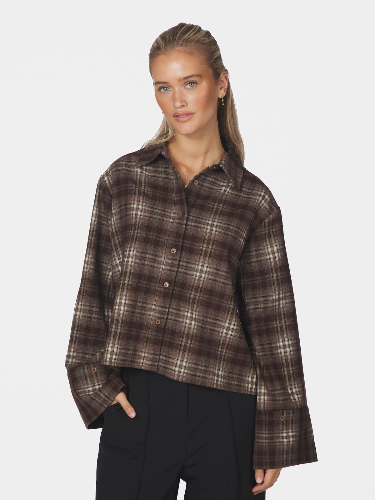 Jaylin Flannel Check Shirt - Warm Grey