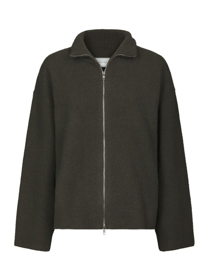 Asley Zip Knit Cardigan - Moss Green