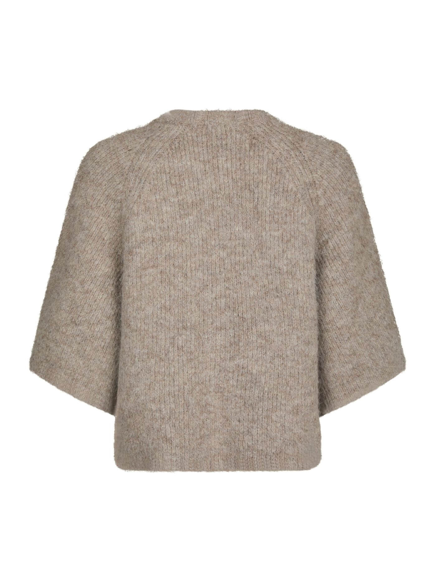 Amaya Fluffy Knit Cardigan - Beige Melange