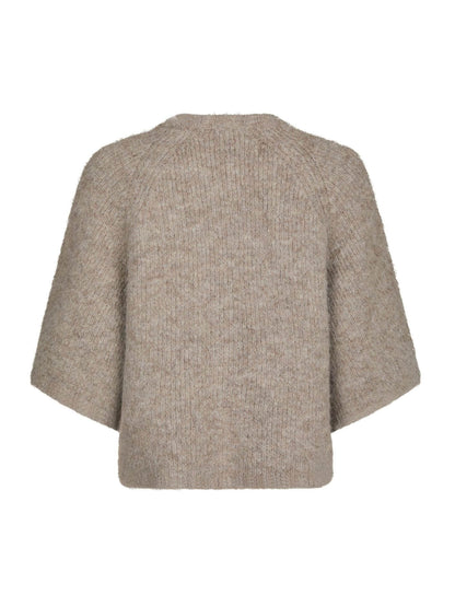 Amaya Fluffy Knit Cardigan - Beige Melange