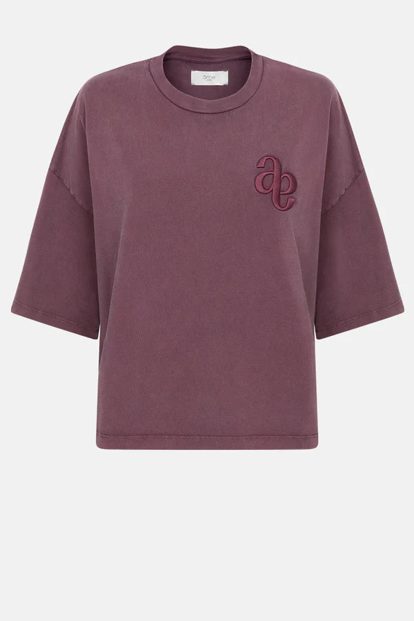 Eloise-A Boxy T-shirt with Avar - Vintage Plum