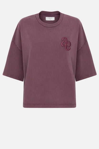 Eloise-A Boxy T-shirt with Avar - Vintage Plum