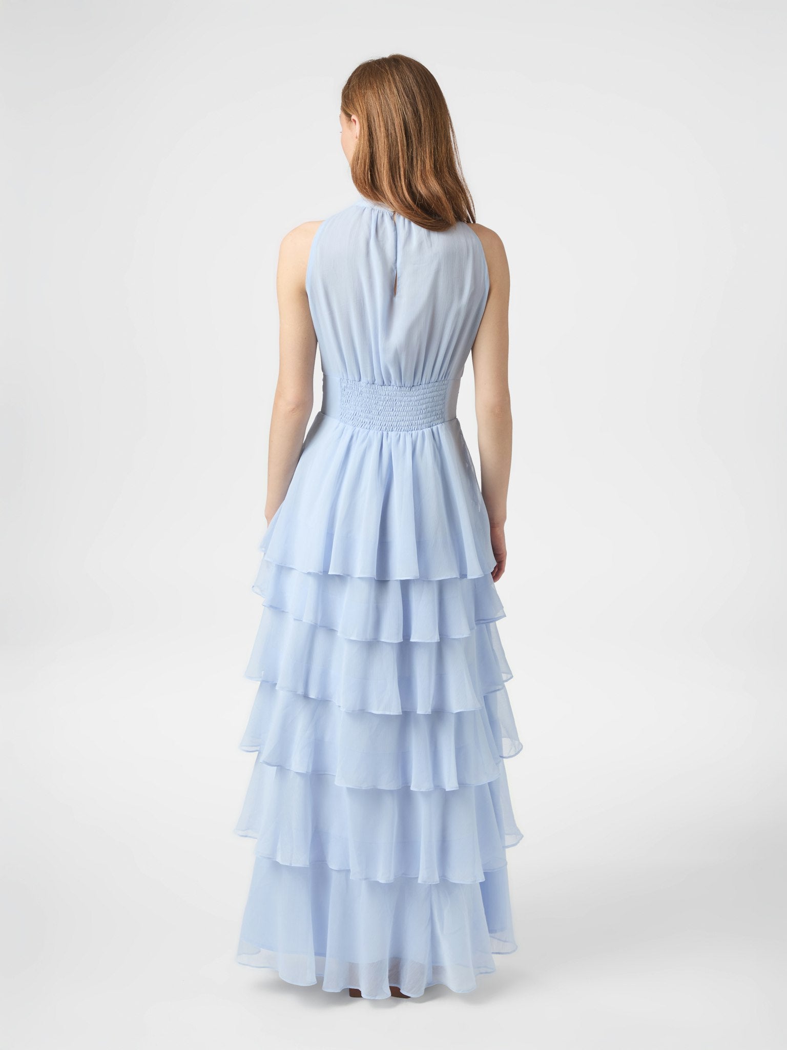 Marli Solid Chiffon Dress - Light Blue