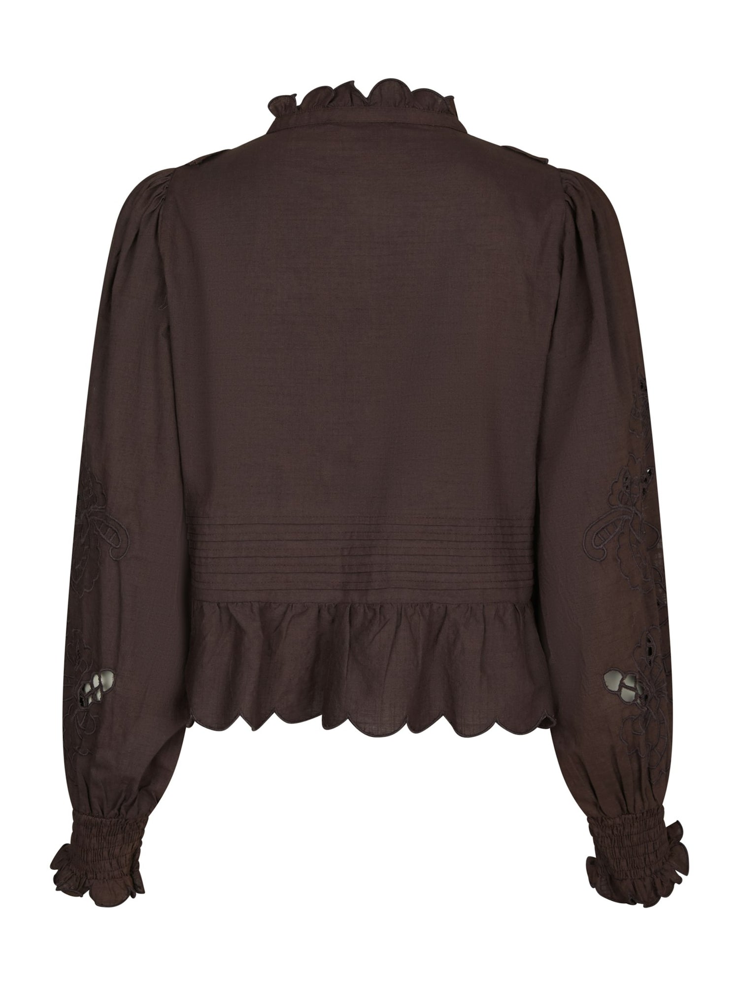 Petrine Embroidery Blouse - Dark Brown