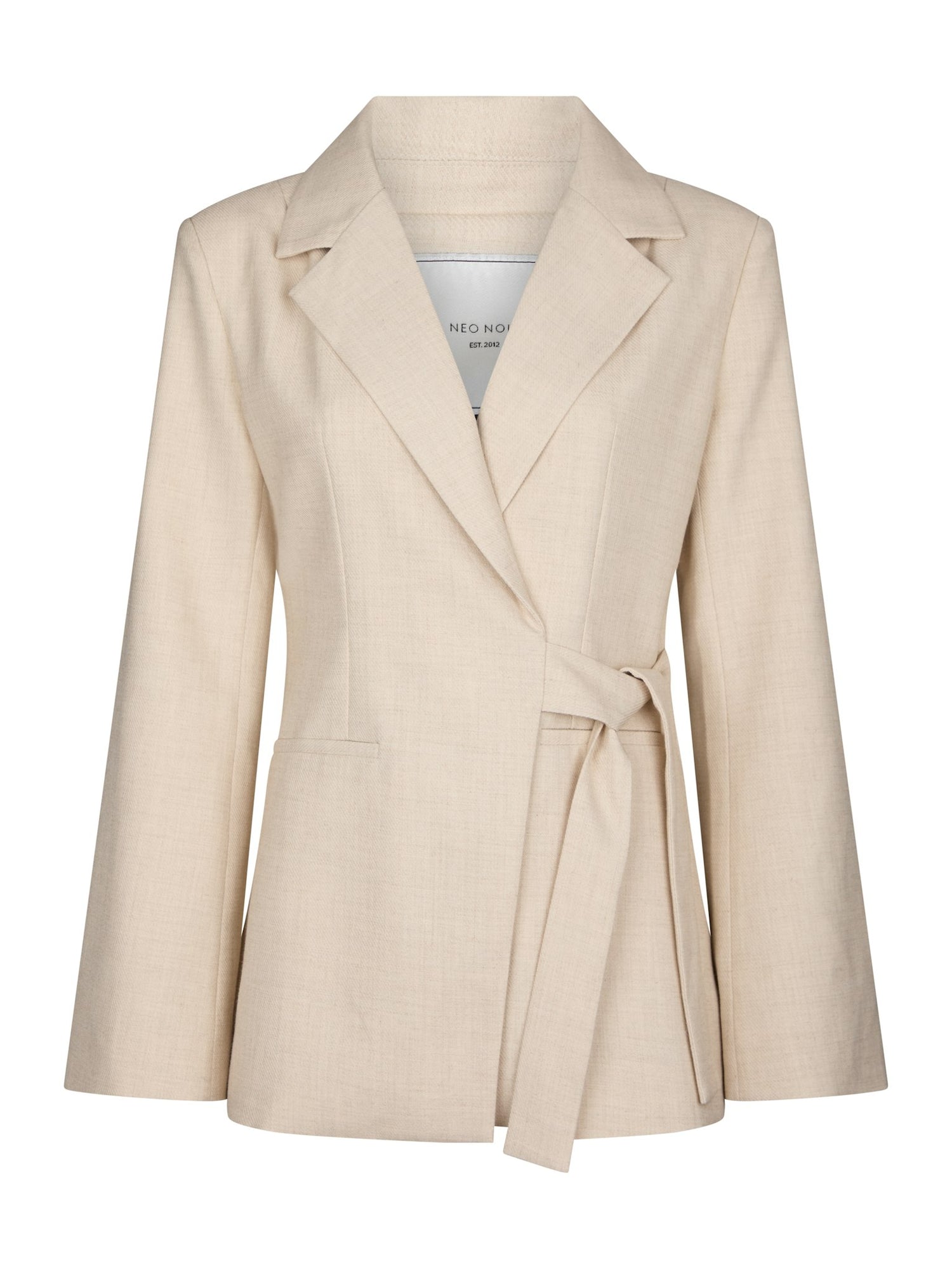 Carmia Melange Tie Blazer - Beige Melange