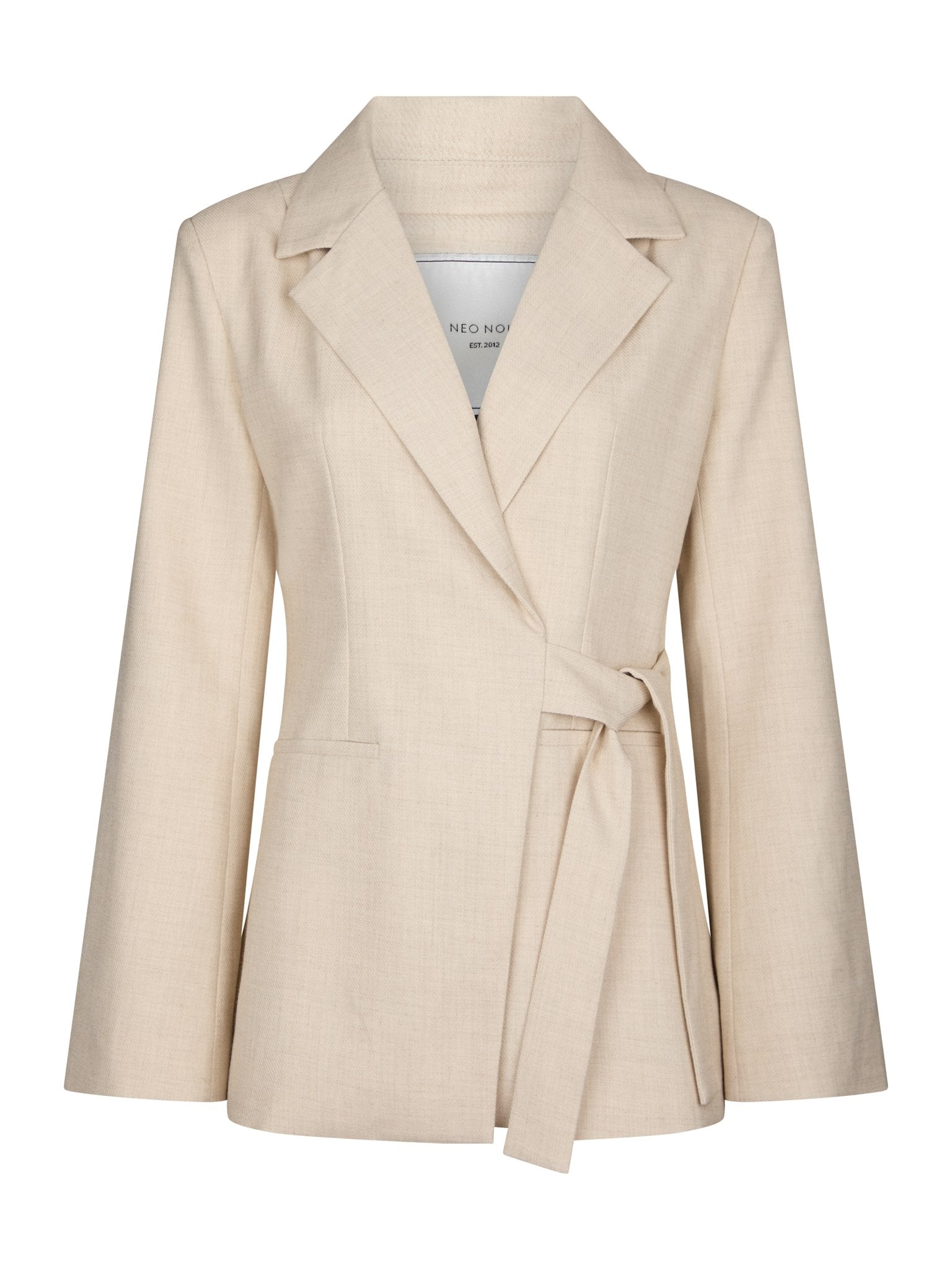 Carmia Melange Tie Blazer - Beige Melange