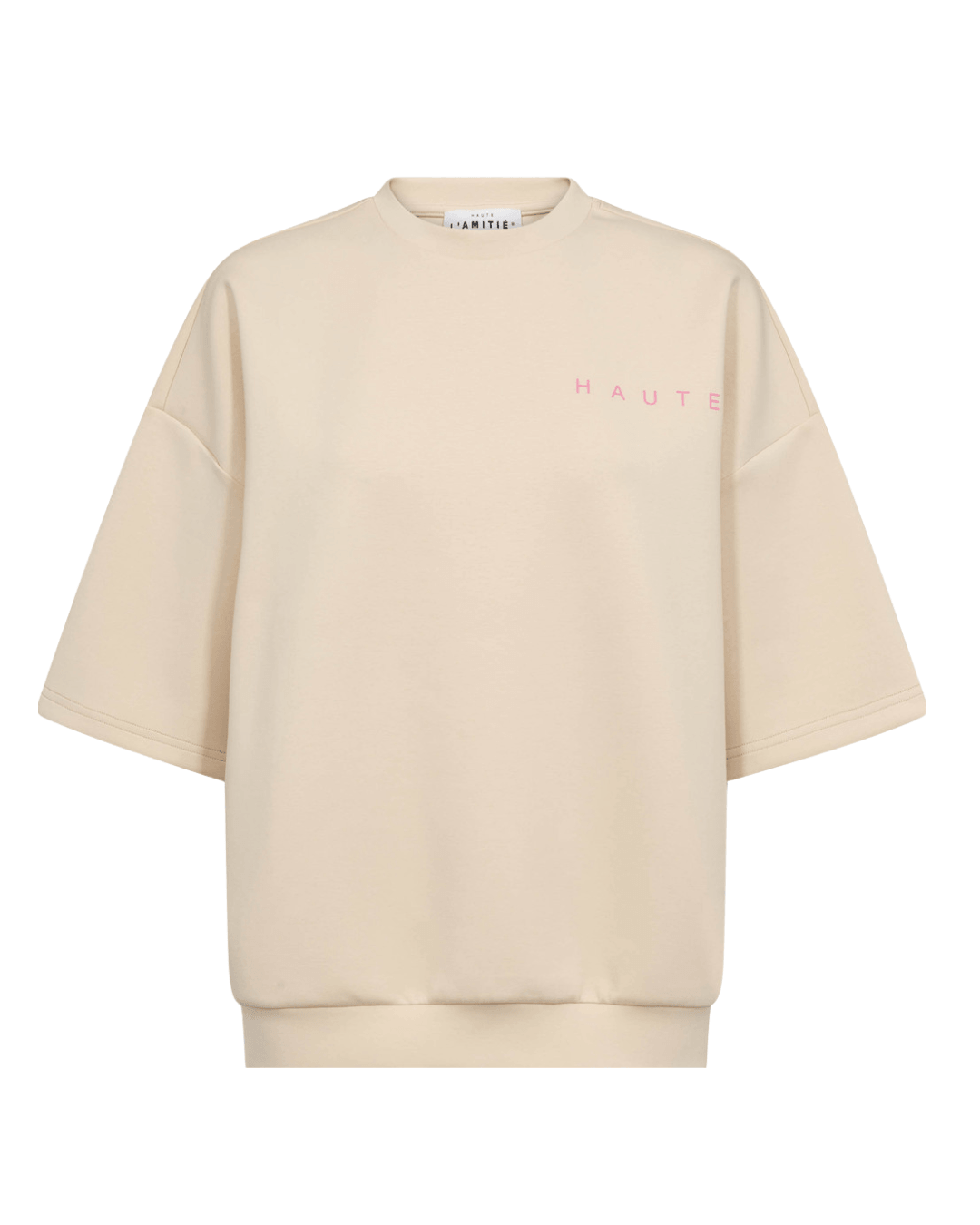Maxi Split SS Logo Sweat - Pearl/Pink