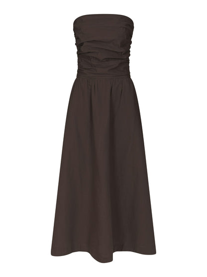 Kima Linen Dress - Dark Brown