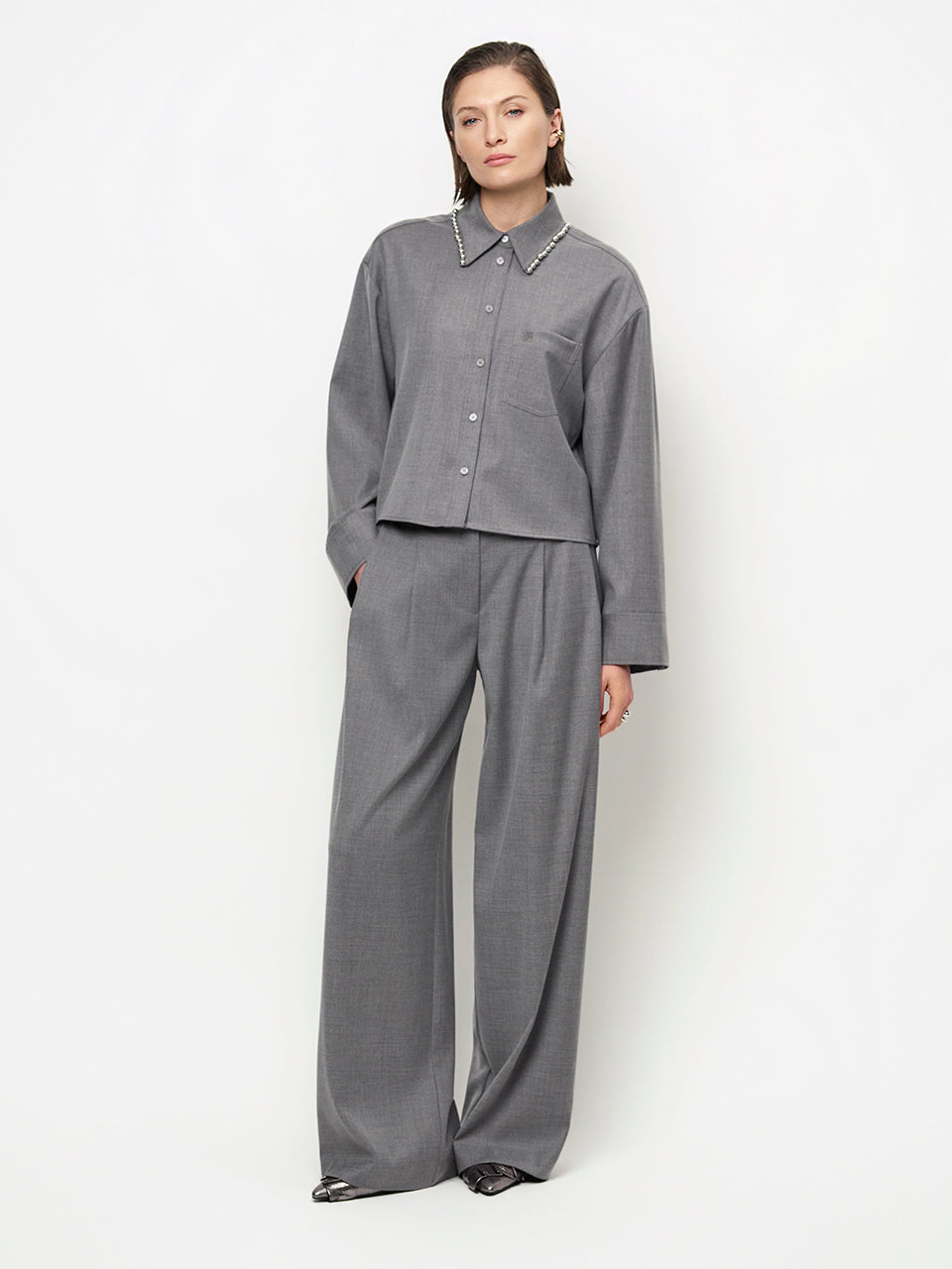 Biaxa Faltenhose – Granitgrau Meliert